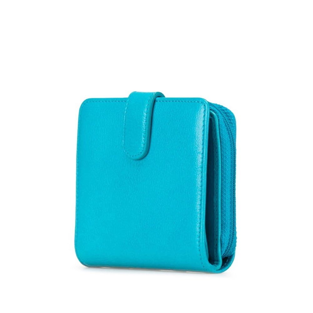 CHANEL Blue Lambskin Leather Logo Wallet - Picture 2 of 14